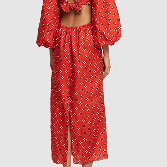 Johanna Ortiz Printed linen flared sleeve midi dress - Picture 8 of 8